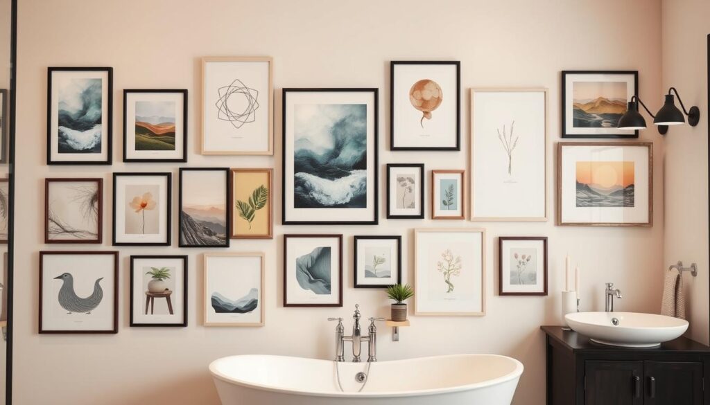 bathroom gallery wall