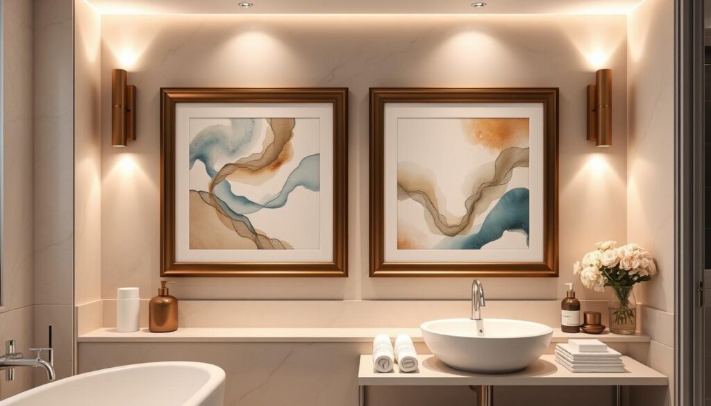 framed bathroom art