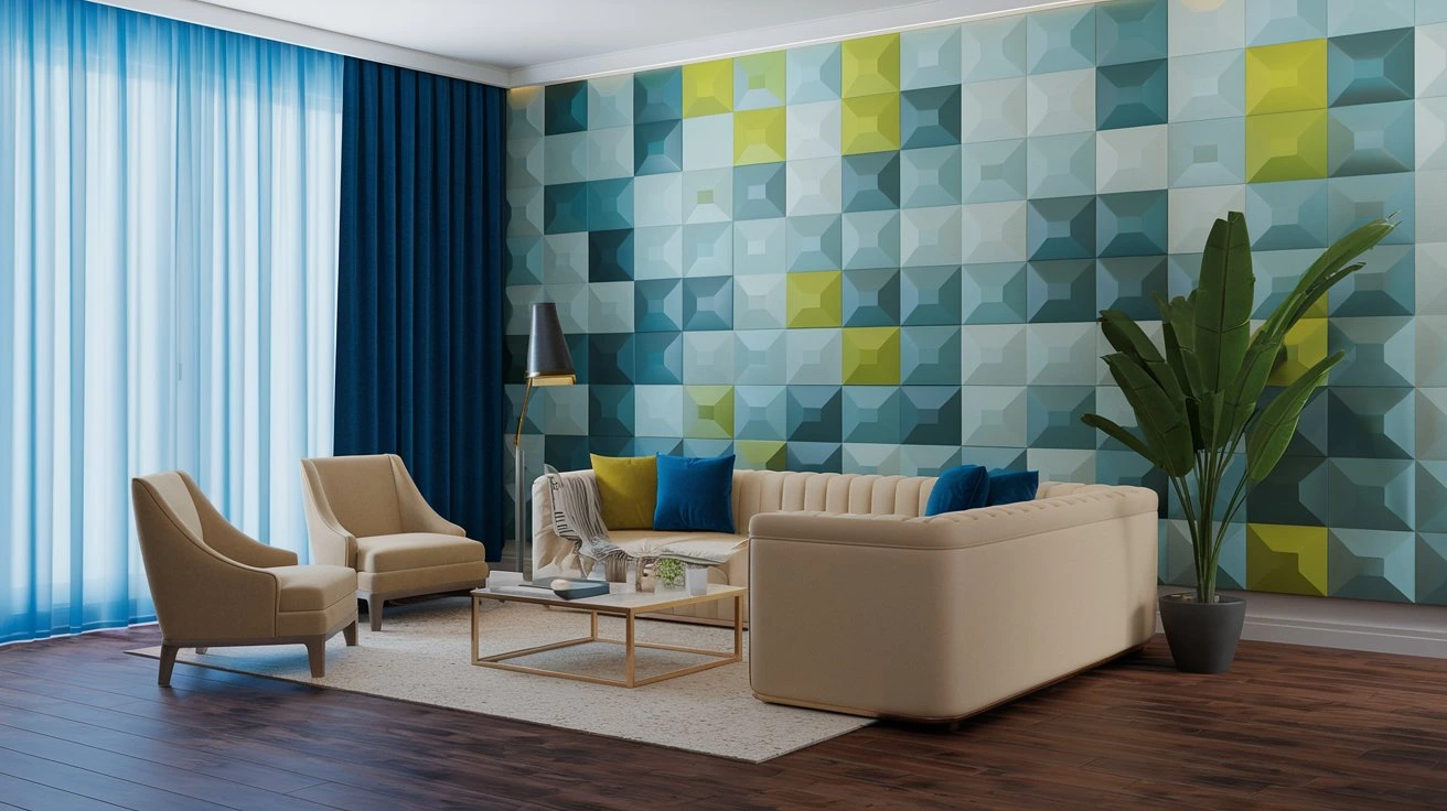 Acoustic 3D wall panels enhancing a home theater