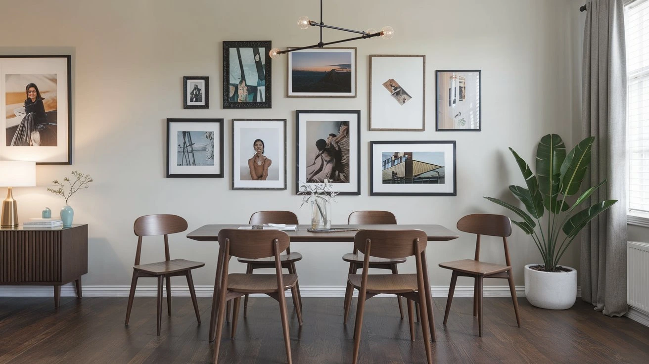 modern dining room gallery wall 